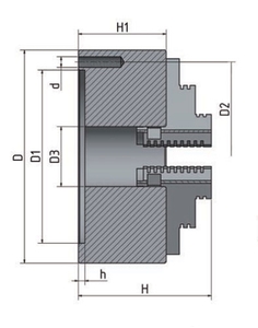4-čelisťové sklíčidlo s centrickým upínáním ø 160 mm