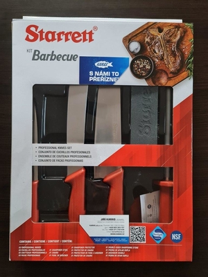 STARRETT BKK-6R - značková sada kvalitních nožů na grilování  - BARBECUE SET - červená